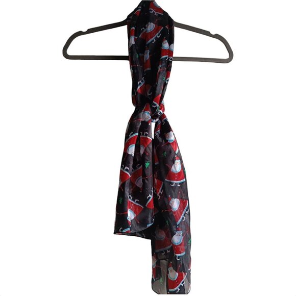 🛍️Vintage Ugly Christmas Scarf - 🎅Santa Holiday Stockings - Black & Red - Picture 2 of 6